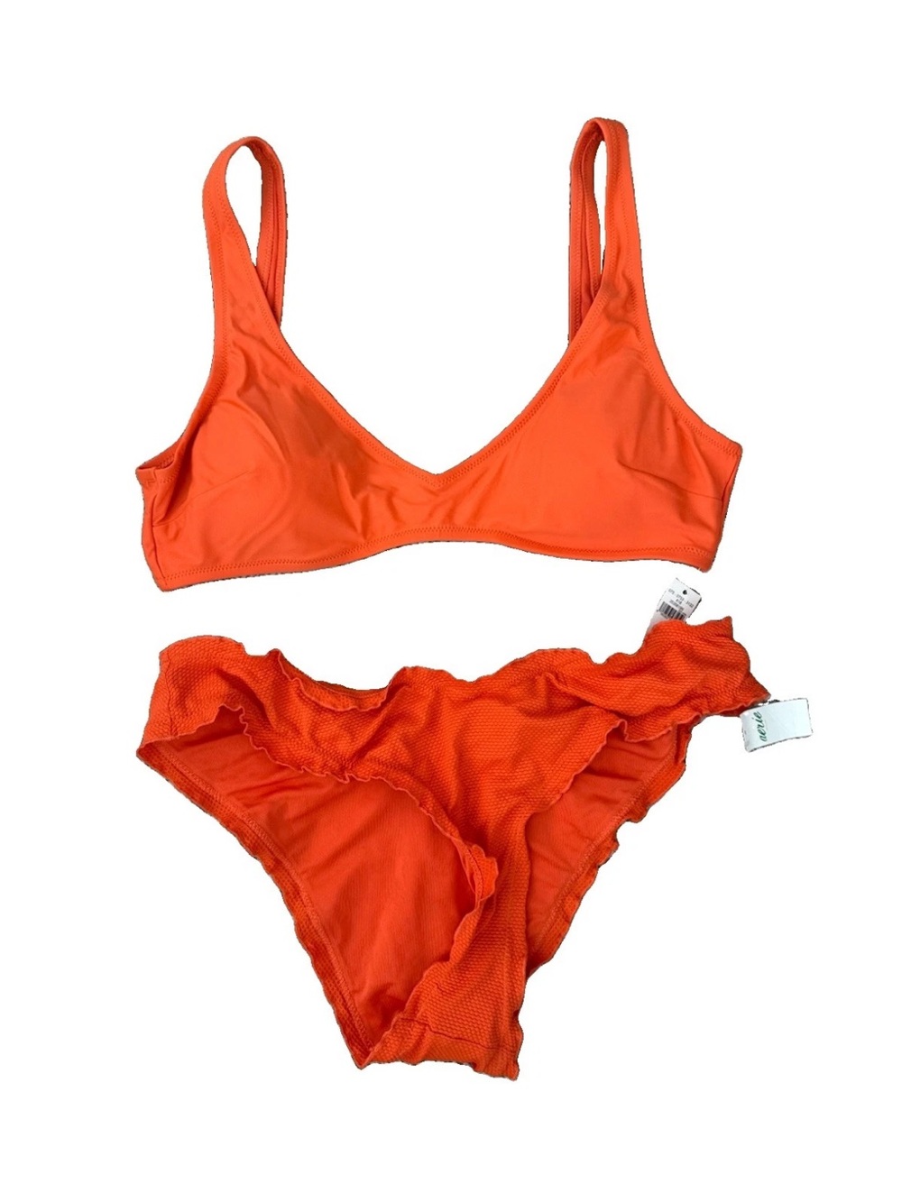 Aerie Orange Textured Bikini Set NWT | Scoop Top XL & Cheekiest Bottom L
